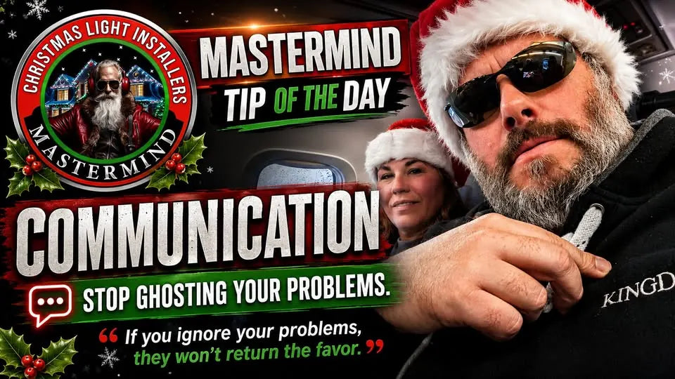 Christmas Light Installers Mastermind Tip of the Day about communication and solving problems instead of ghosting them