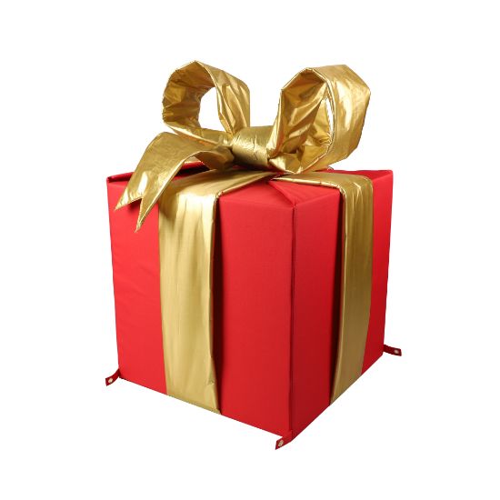 24" 3D Nylon Gift Box - Red w/ Mylar Gold Bow
