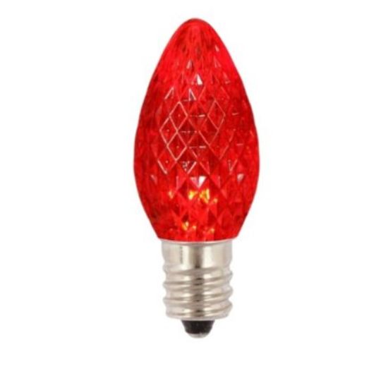 A single clear, transparent C7 LED Christmas light bulb with a silver base.