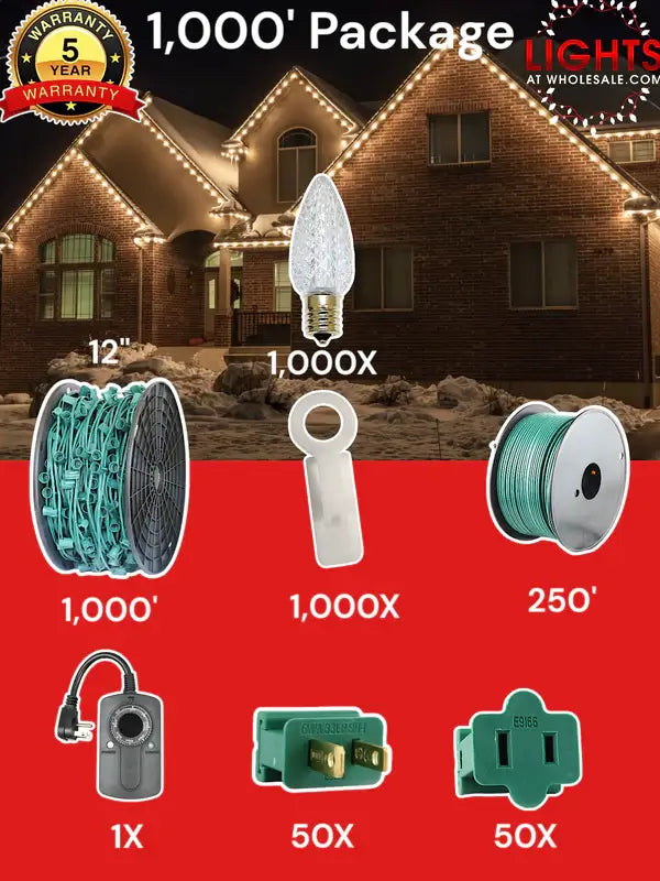 C9 LED 1000' Christmas Light Pro Packages
