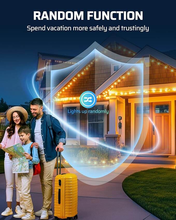 Outdoor Timer Outlet Waterproof, Outdoor Digital Timer for Lights, Programmable with 2 Grounded Outlets, for Home and Garden, 15A, 1/2HP, Heavy Duty, ETL Listed