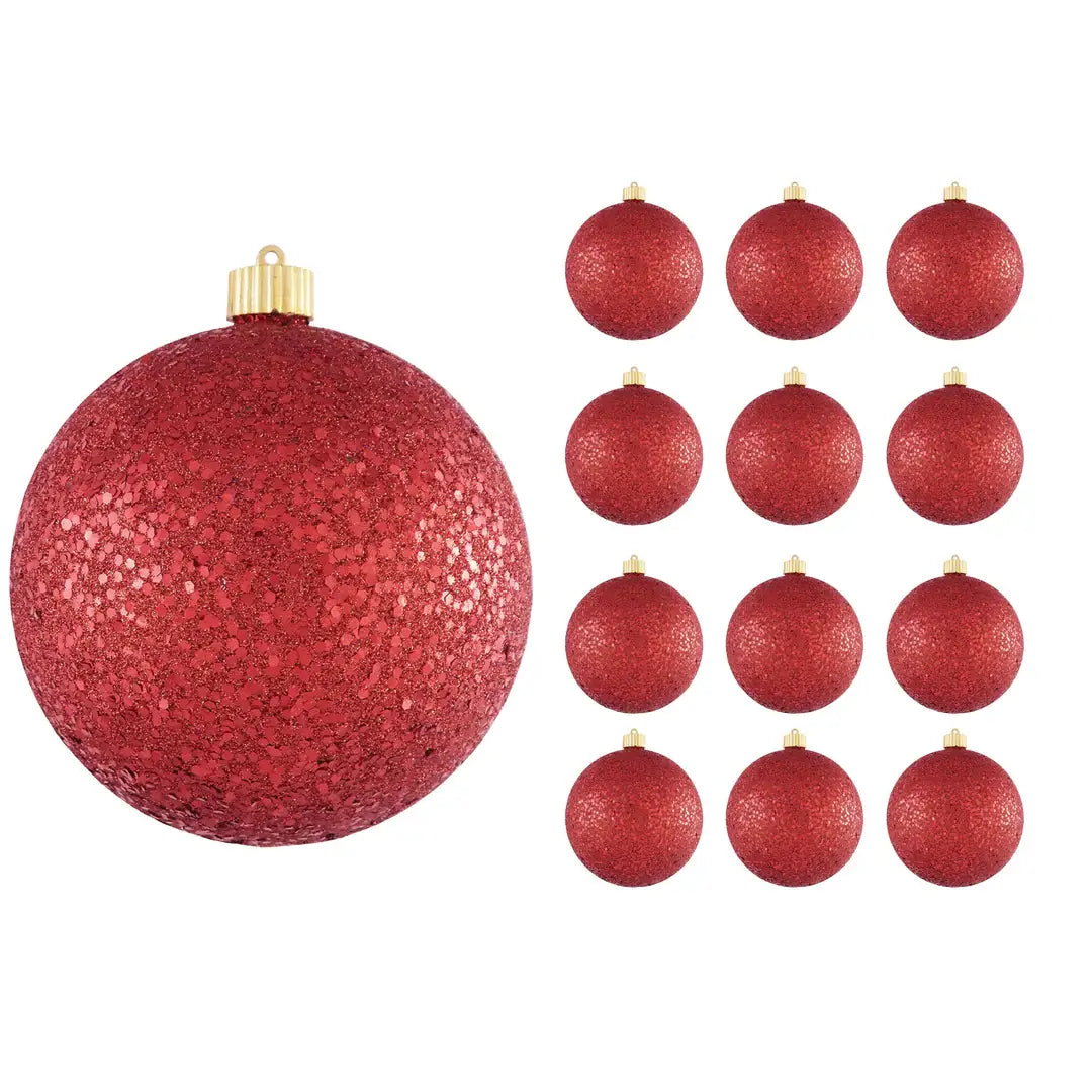 6" (150mm) Large Commercial Shatterproof Ball Ornaments, 1/Box, 12/Case, 12 Pieces