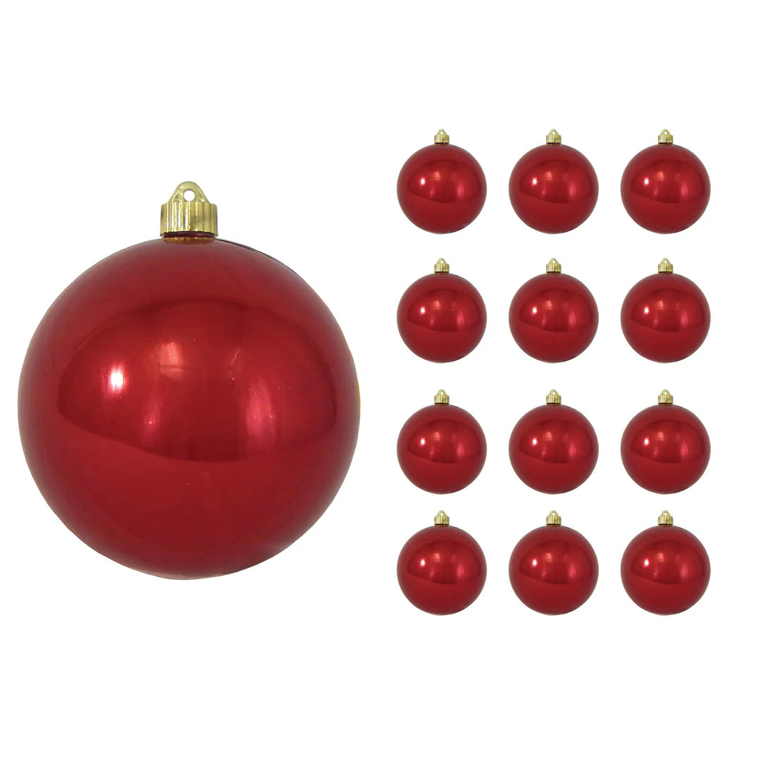 6" (150mm) Large Commercial Shatterproof Ball Ornaments, 1/Box, 12/Case, 12 Pieces