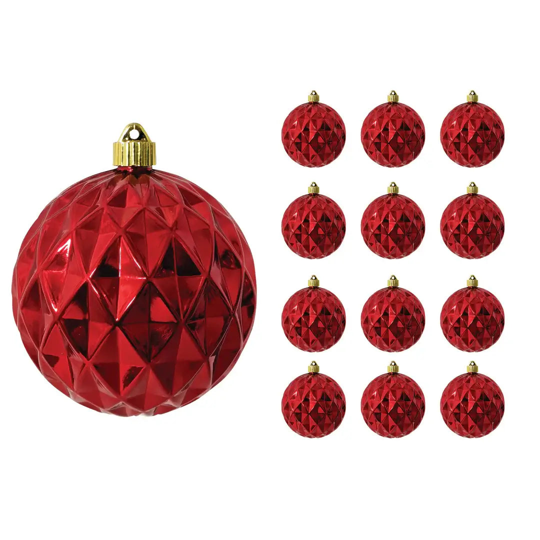6" (150mm) Large Commercial Shatterproof Ball Ornaments, 1/Box, 12/Case, 12 Pieces