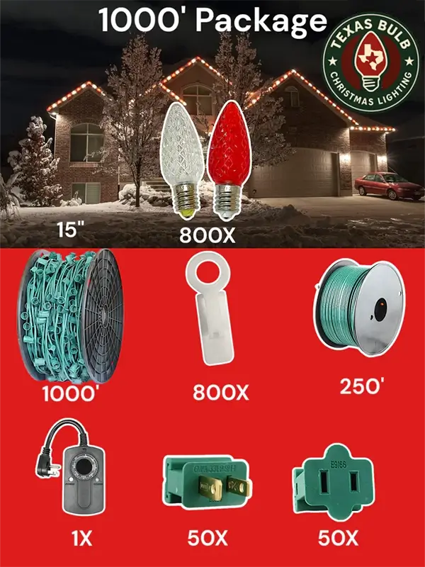 C9 LED 1000' Christmas Light Pro Packages