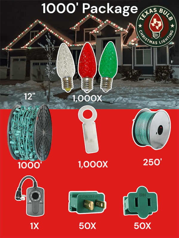 C9 LED 1000' Christmas Light Pro Packages