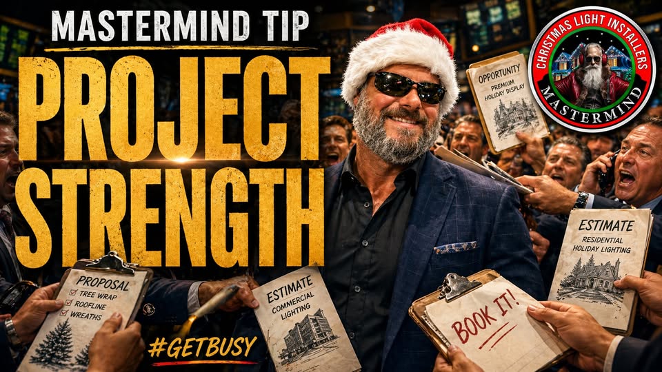 Christmas Light Installers Mastermind Tip of the Day about projecting strength, confidence, professionalism, and value in Christmas light installation sales