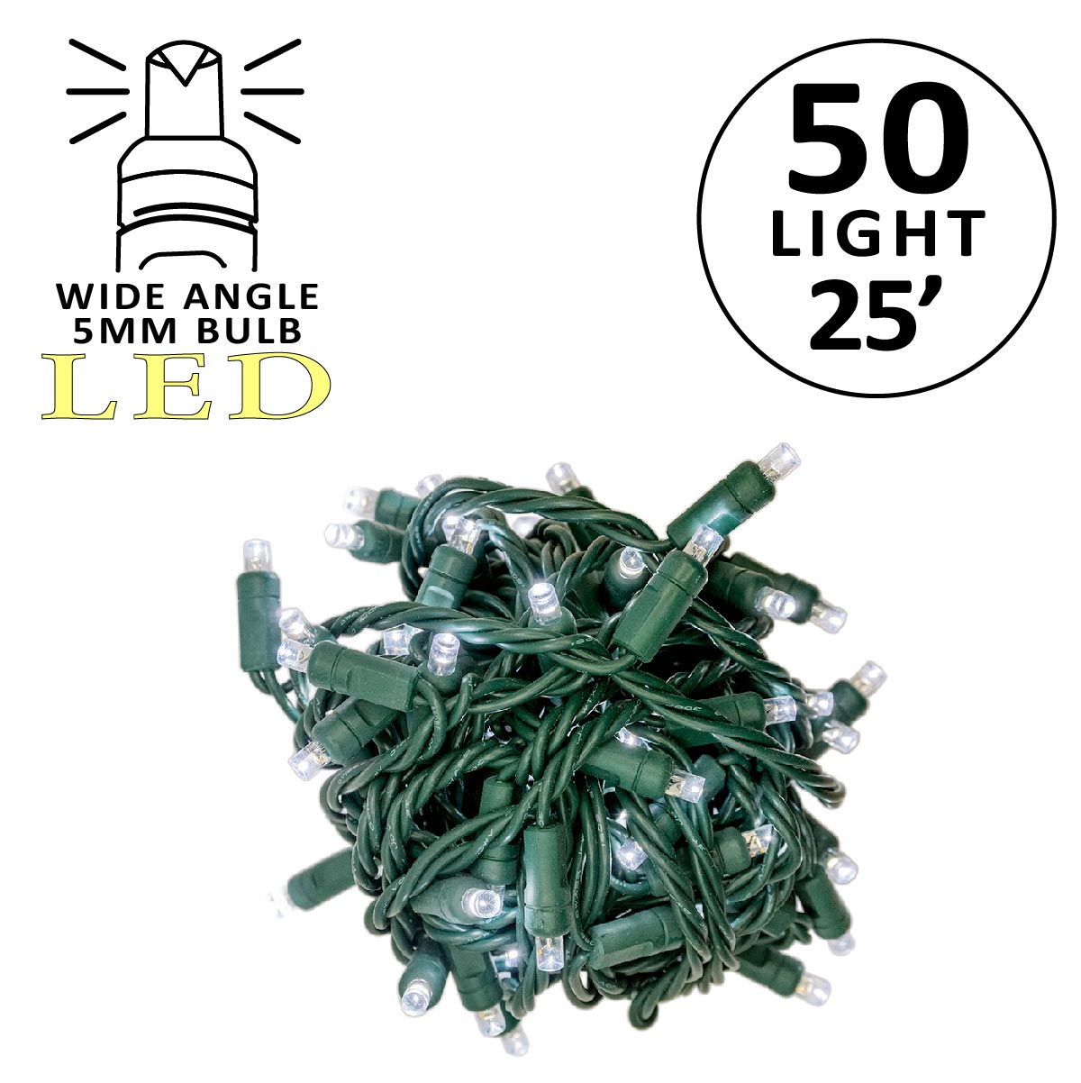 Holidynamics 5MM LED Mini Lights, Green Wire — Case Packs
