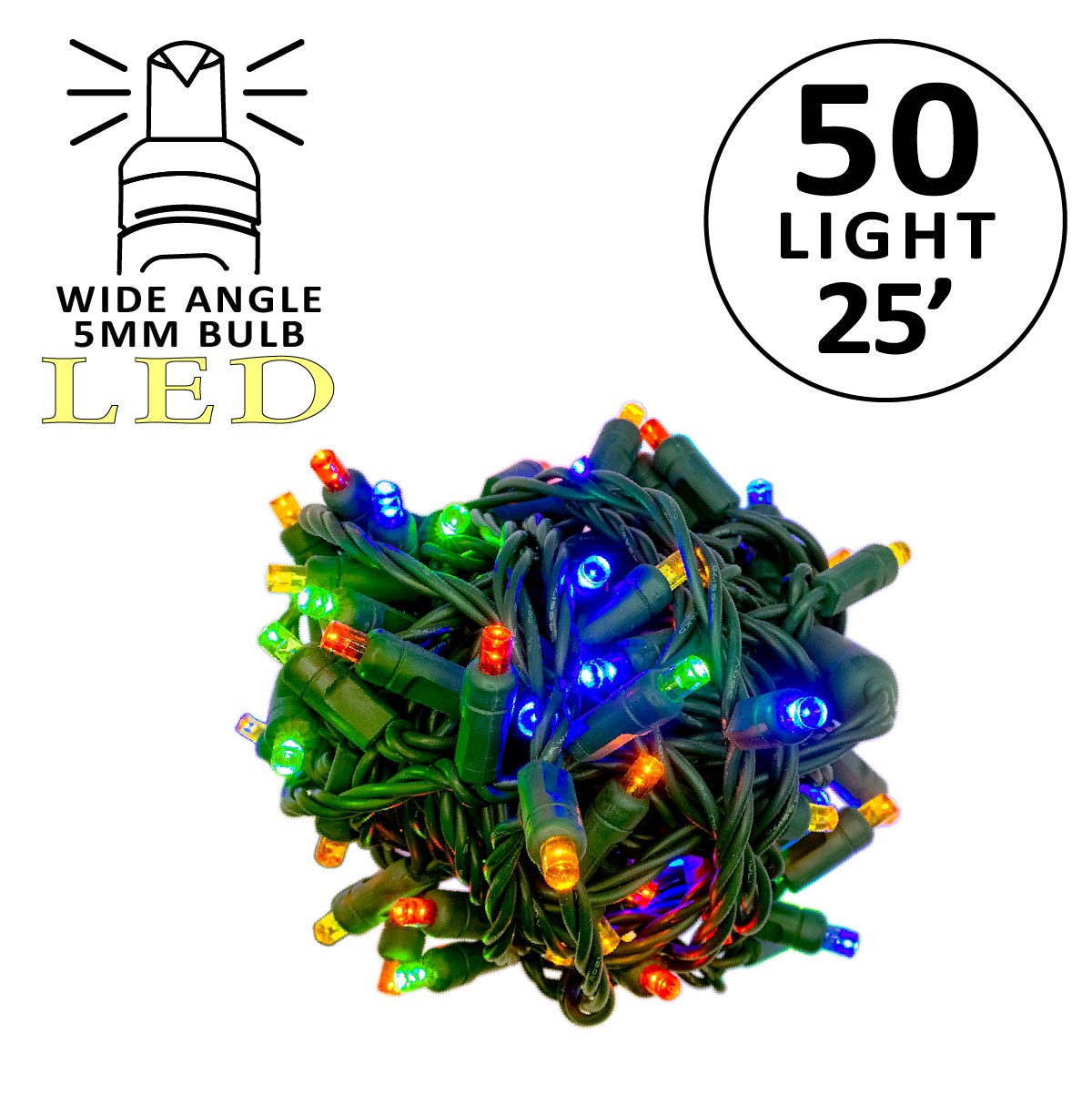 Holidynamics 5MM LED Mini Lights, Green Wire — Case Packs