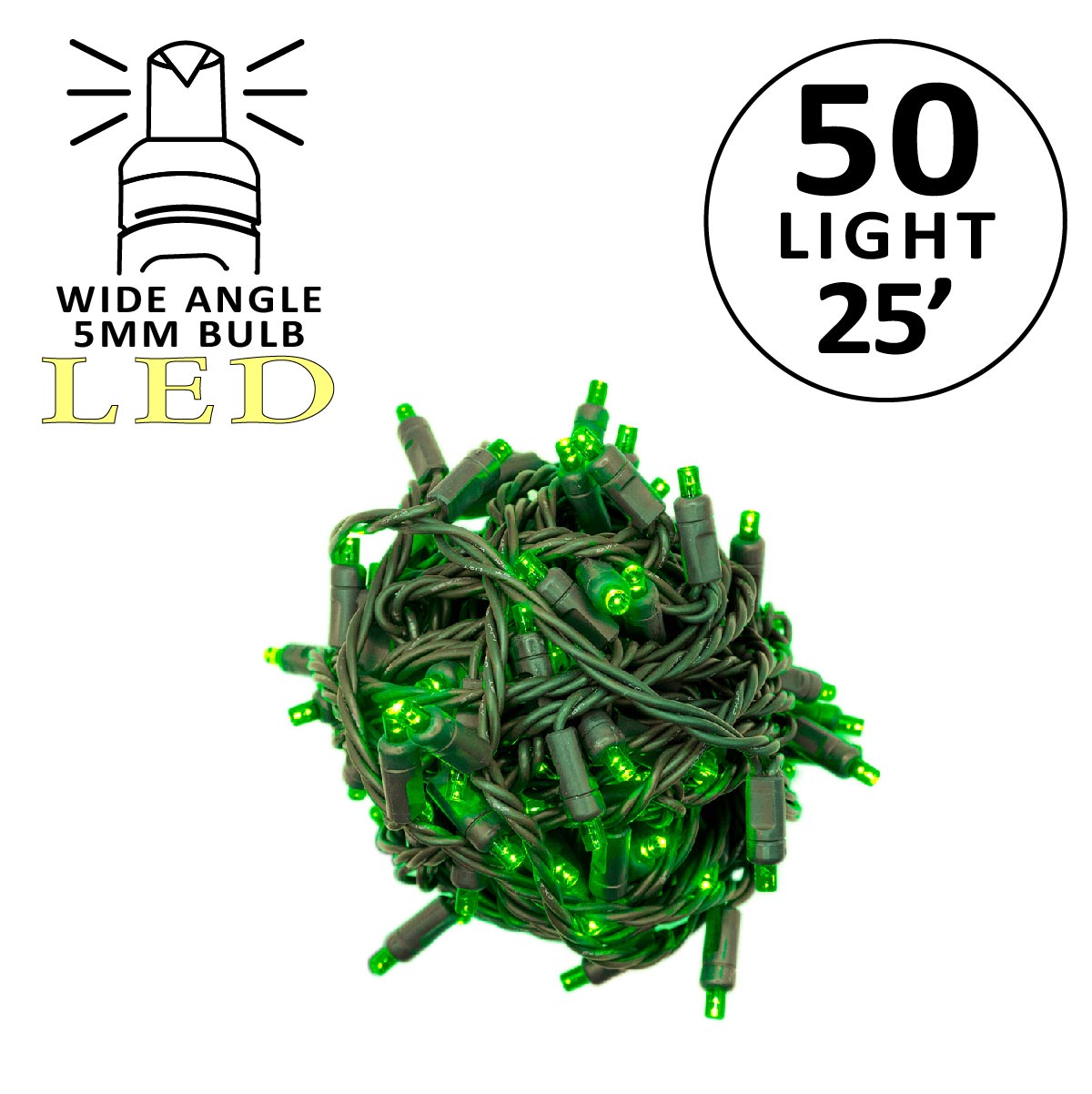 Holidynamics 5MM LED Mini Lights, Green Wire — Case Packs