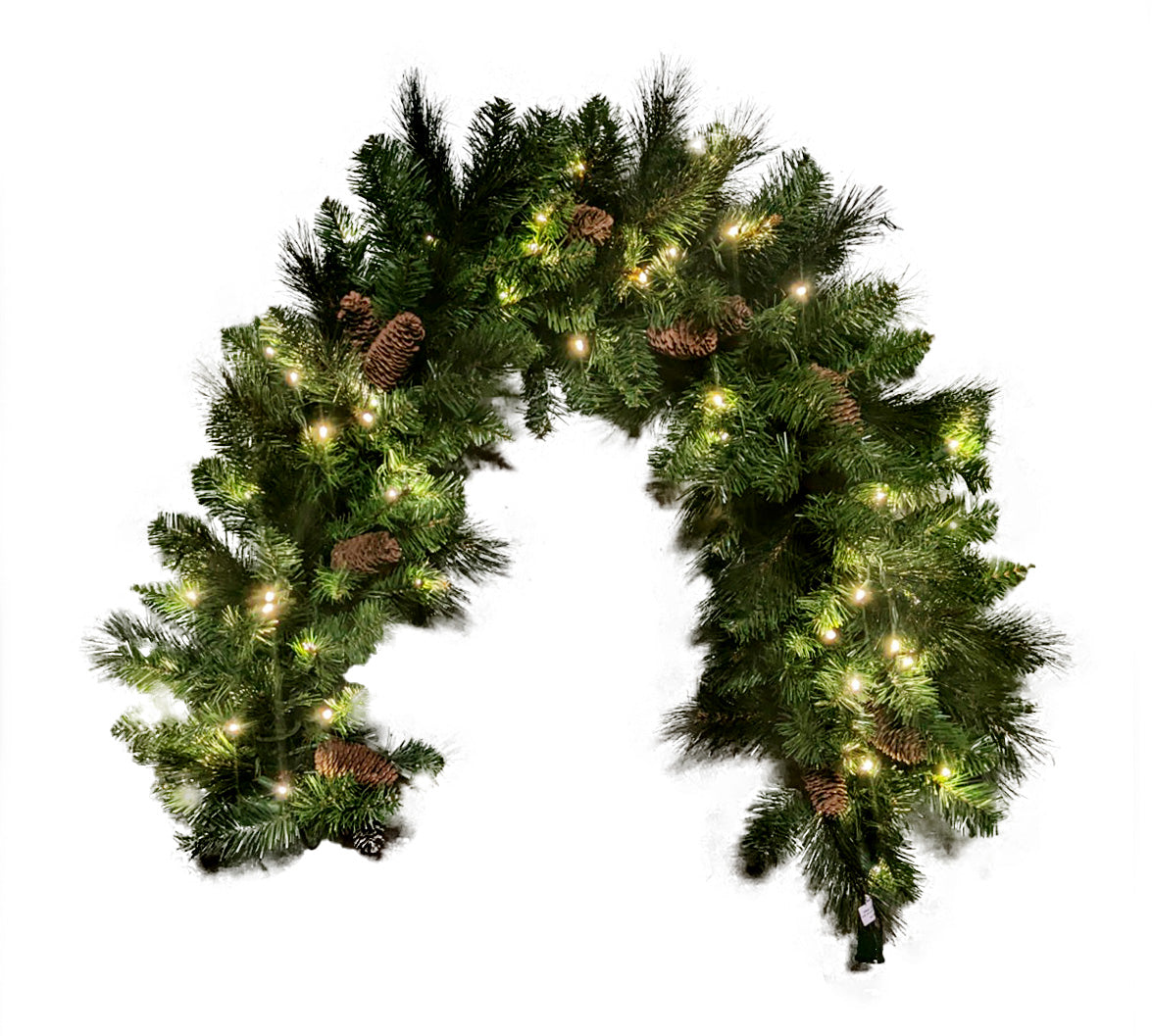 Holidynamics Mixed Noble Garland, Pack of 4 — 4.5' x 14" / Warm White