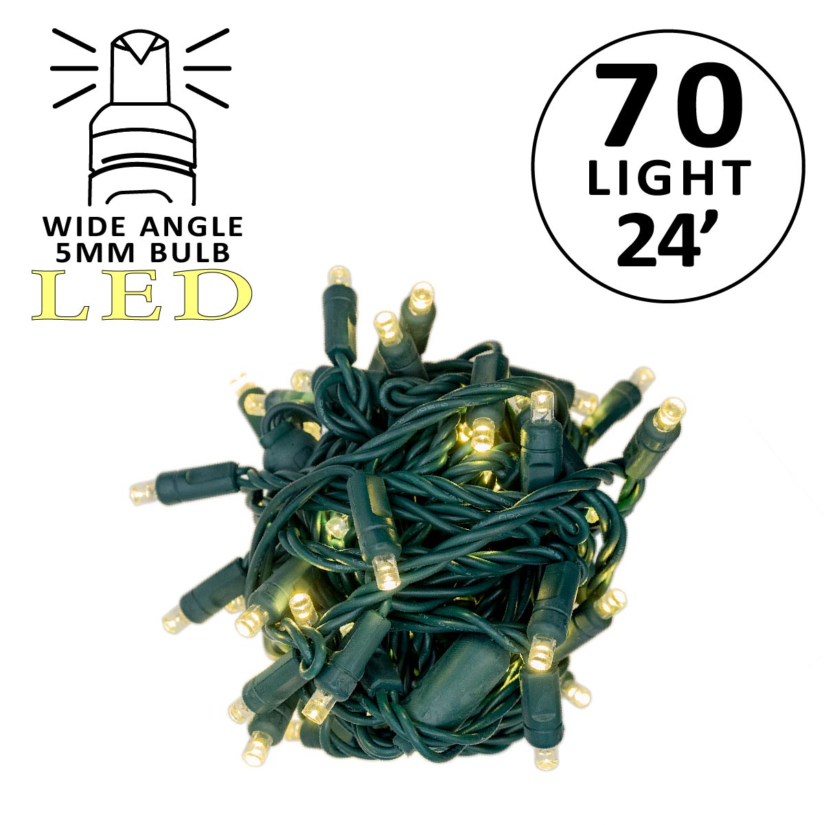 Holidynamics 5MM LED Mini Lights, Green Wire — Case Packs