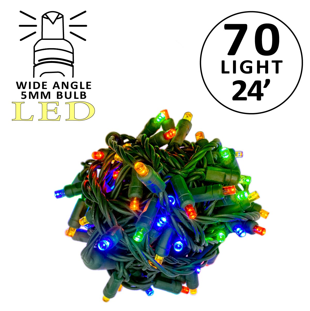 Holidynamics 5MM LED Mini Lights, Green Wire — Case Packs
