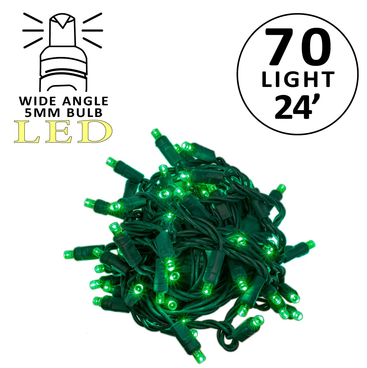 Holidynamics 5MM LED Mini Lights, Green Wire — Case Packs