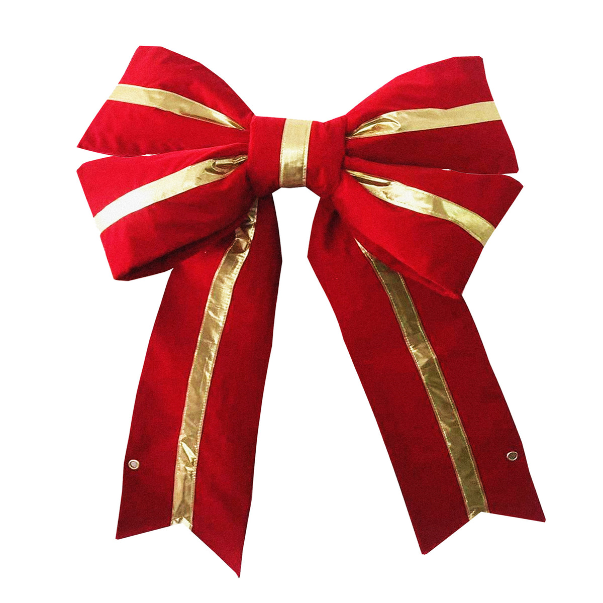 Holidynamics Red Velvet Bow — Gold Center Stripe / 12" — pack of 8