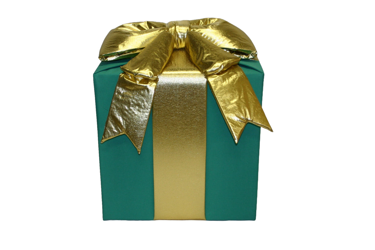 Holidynamics 3D Nylon Gift Box 18", Green with Gold Mylar Bow