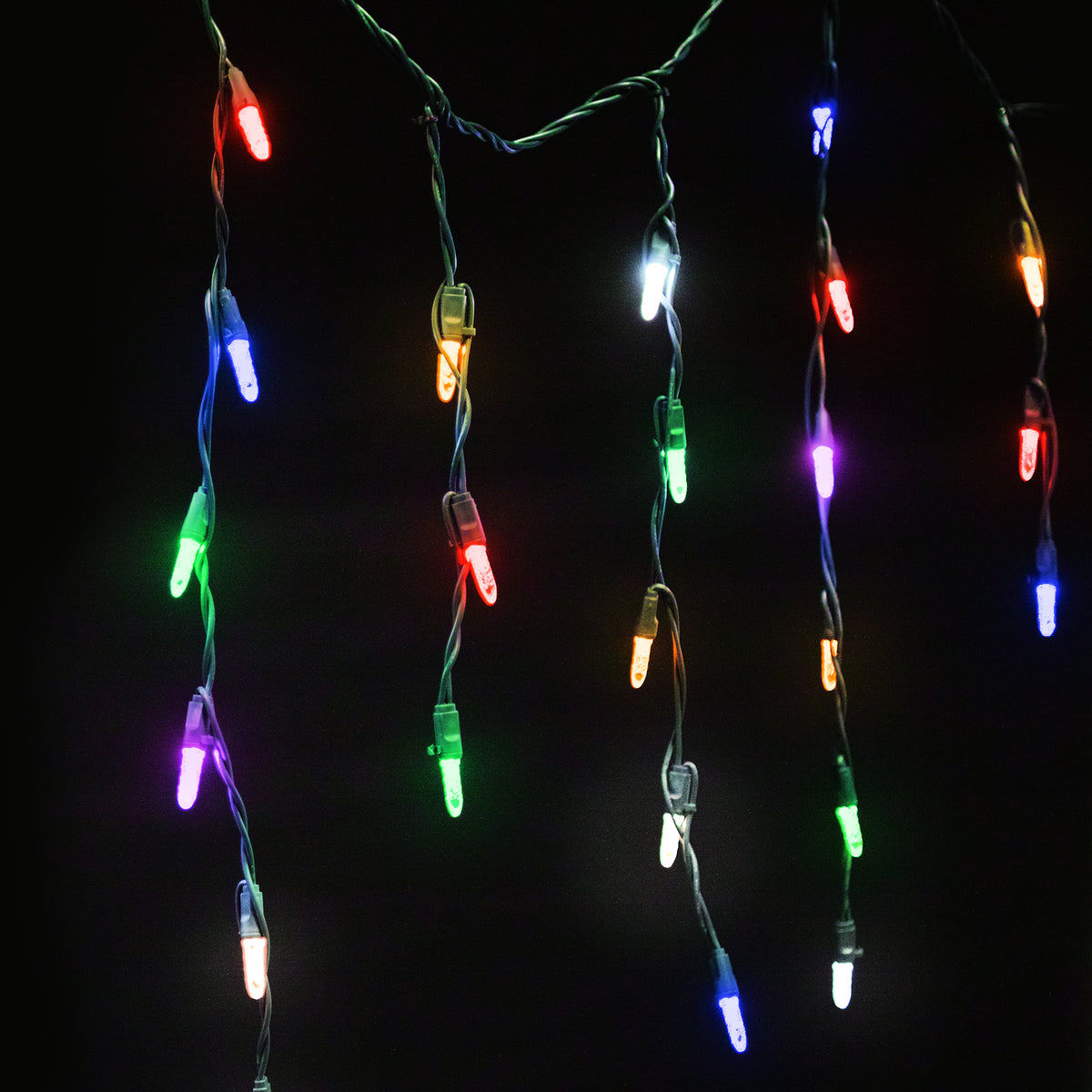 Holidynamics Dynamic 5MM Icicle Lights, 70L, White Wire — Case of 24