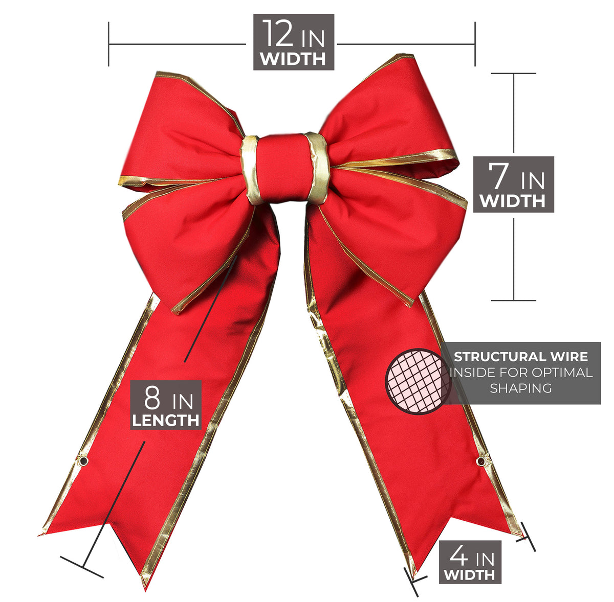 Holidynamics Canvas Bow with Gold Trim