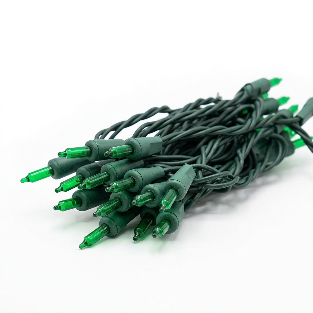 Holidynamics M8 & T5 LED Light Sets, Green Wire, 4" Spacing — Case Packs