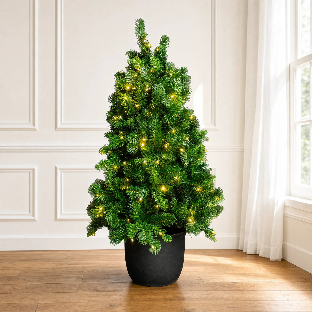 Holidynamics 48" Pre-Lit Potted Tree — Overlit Oregon — Dynamic RGBWW