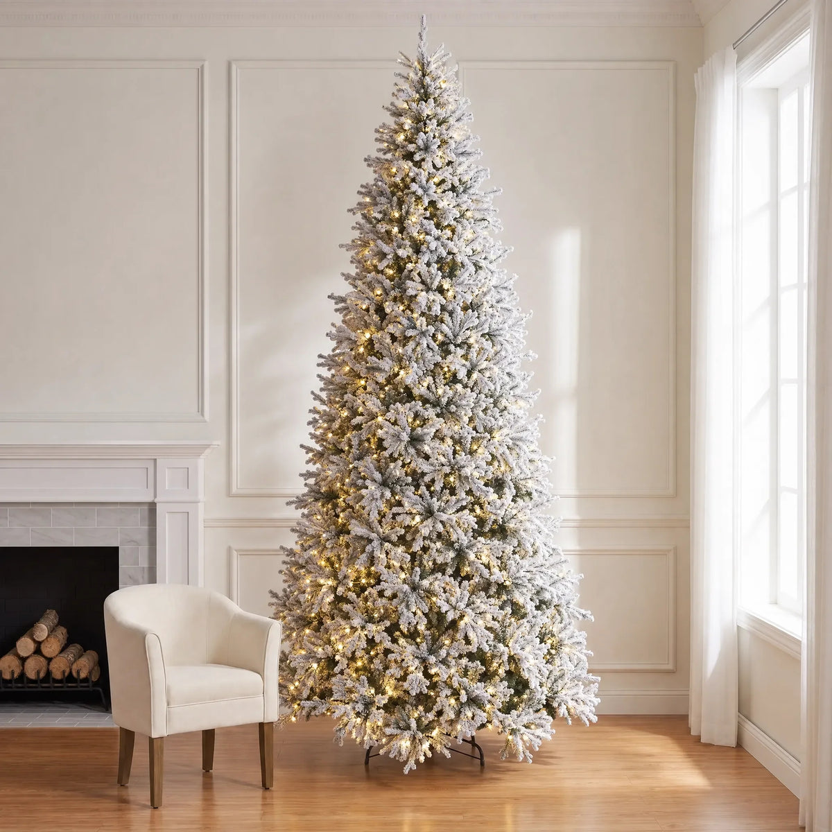 Holidynamics Dynamic RGBWW Pre-Lit Christmas Tree — Snow-Flocked Fir / 10'