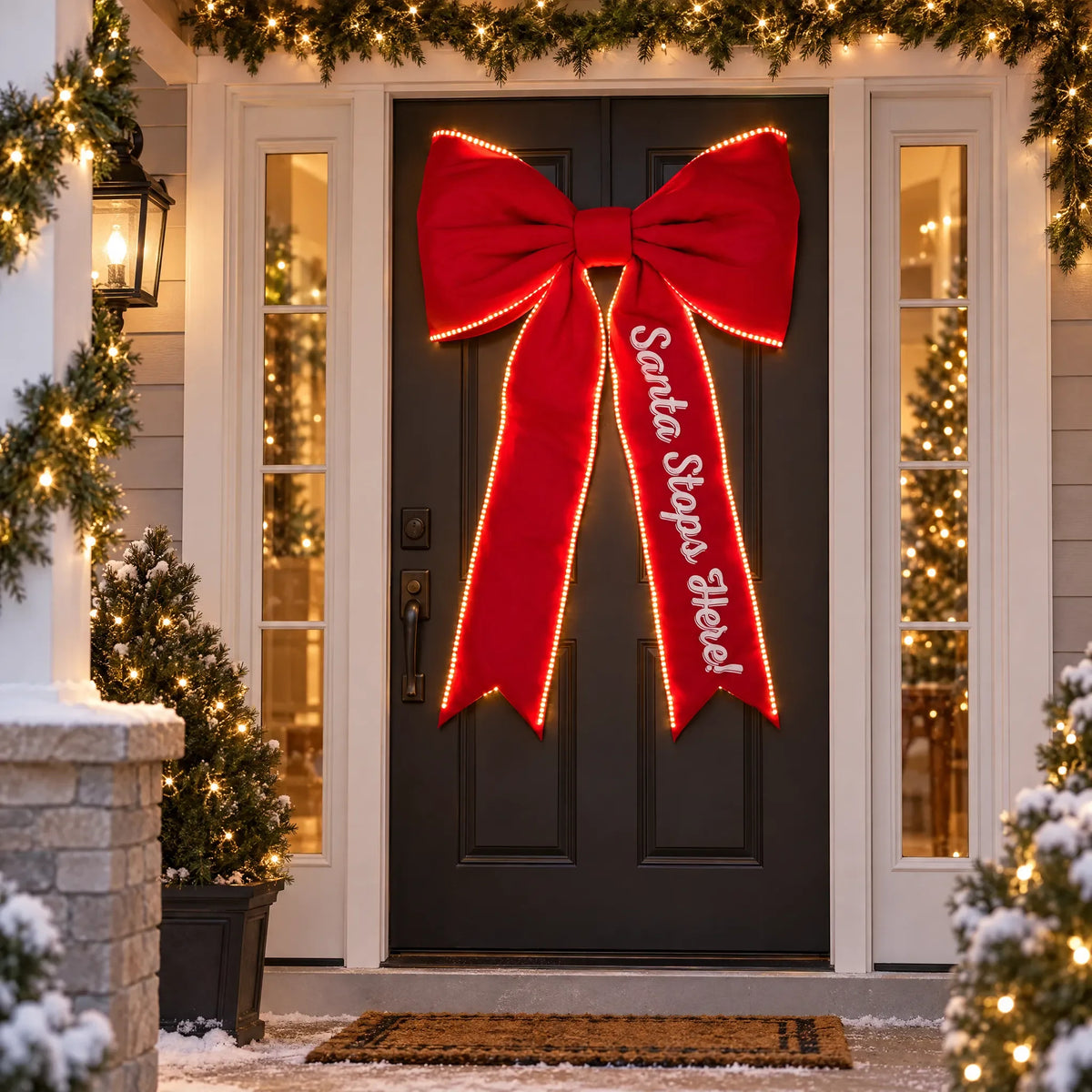 Holidynamics 30" Lighted Message Bow — Santa Stop Here