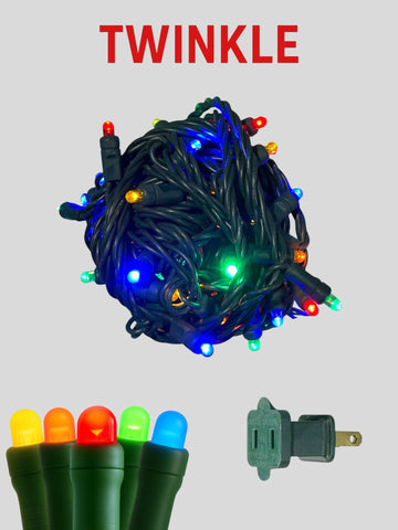 50L 6" Convex Twinkle Mini Christmas Lights Lights - Multi Color Twinkle