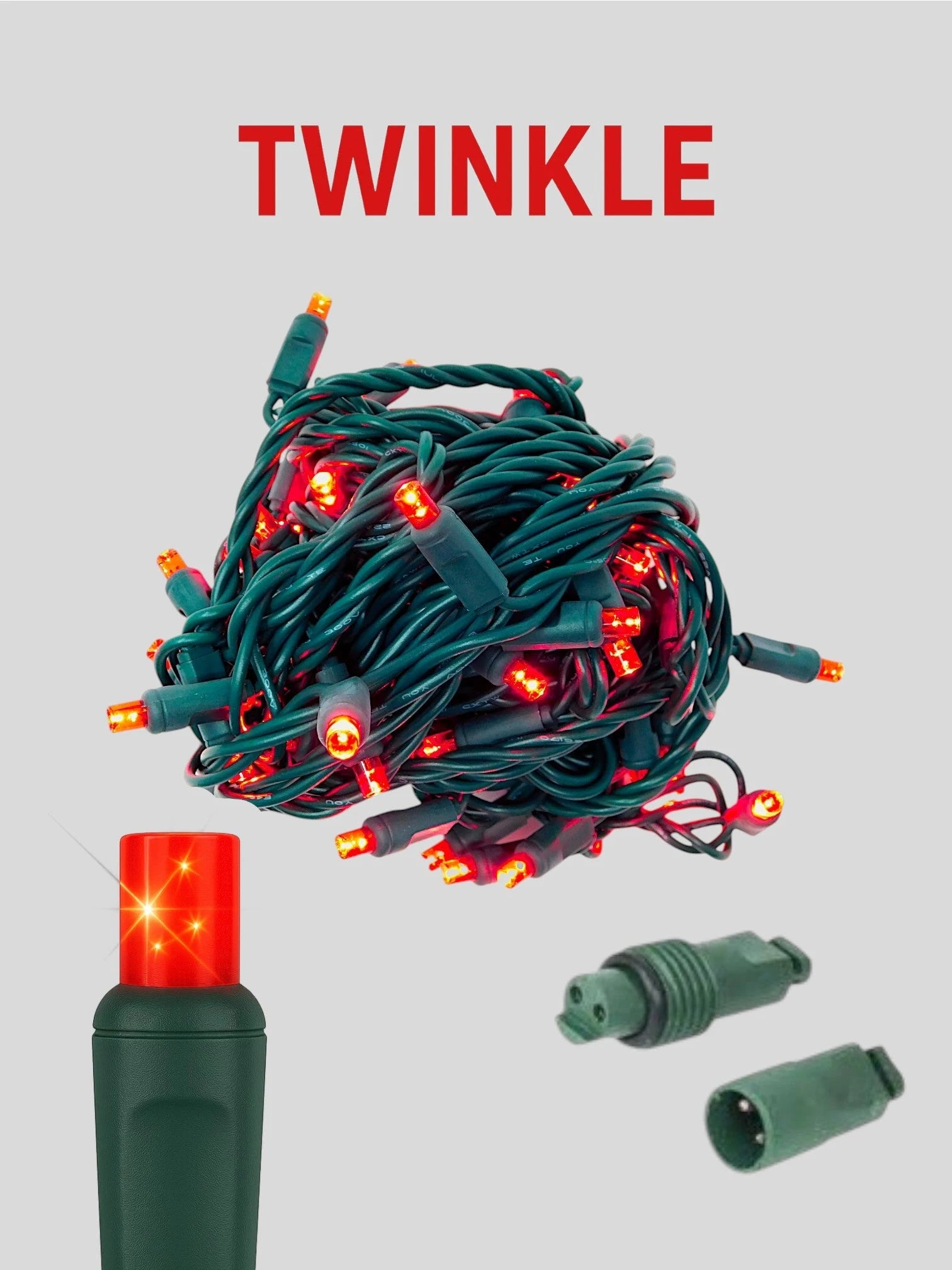 50L 6" Coaxial (Water Tight) Twinkle Mini Christmas Lights - Red Twinkle