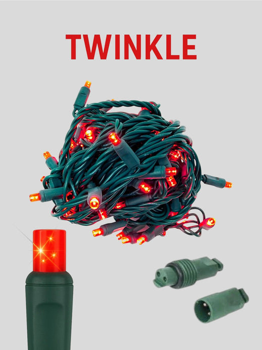50L 6" Coaxial (Water Tight) Twinkle Mini Christmas Lights - Red Twinkle