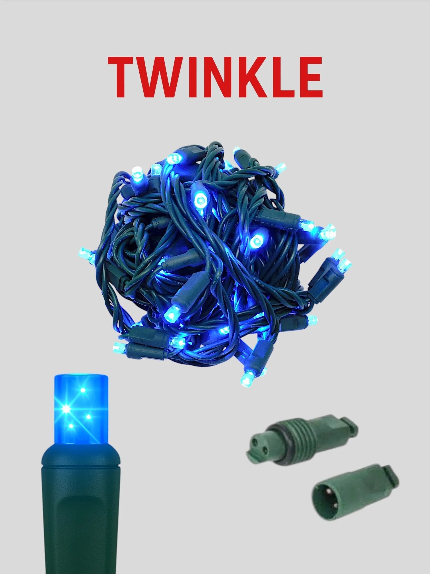 70L 4" Coaxial (Water Tight) Twinkle Mini Christmas Lights Lights - Blue Twinkle