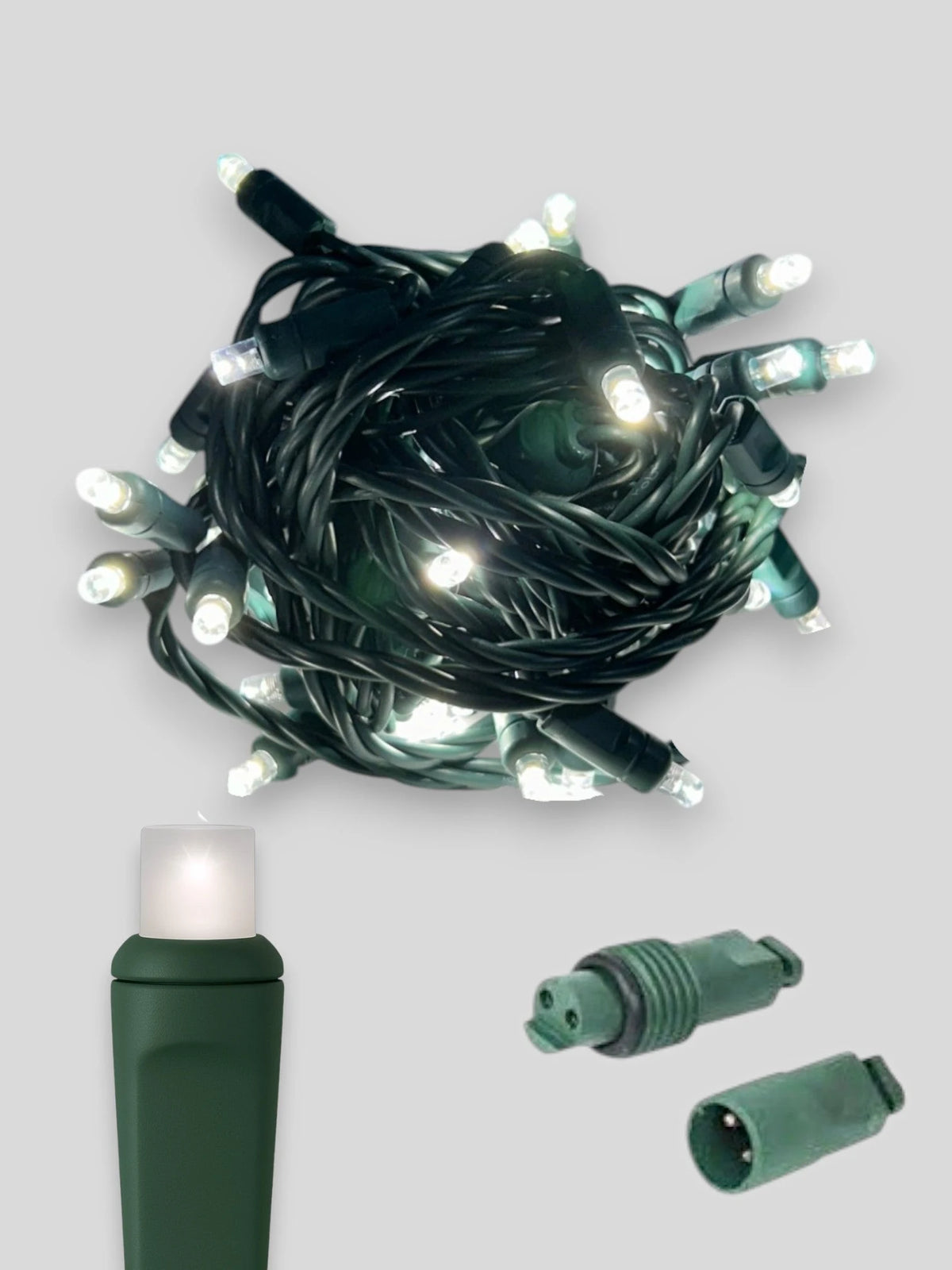 50L Coaxial Concave LED Mini Christmas Lights - Pure White (4200K)