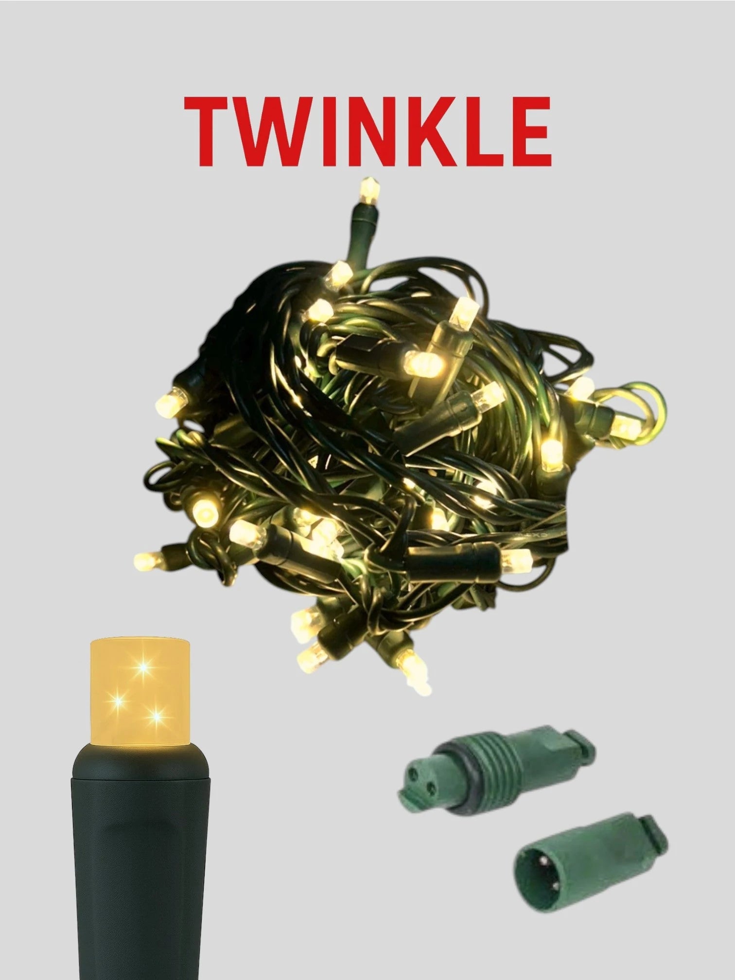 50L 6" Coaxial (Water Tight) Twinkle Mini Christmas Lights - Sun Warm White Twinkle (2600-2800K)