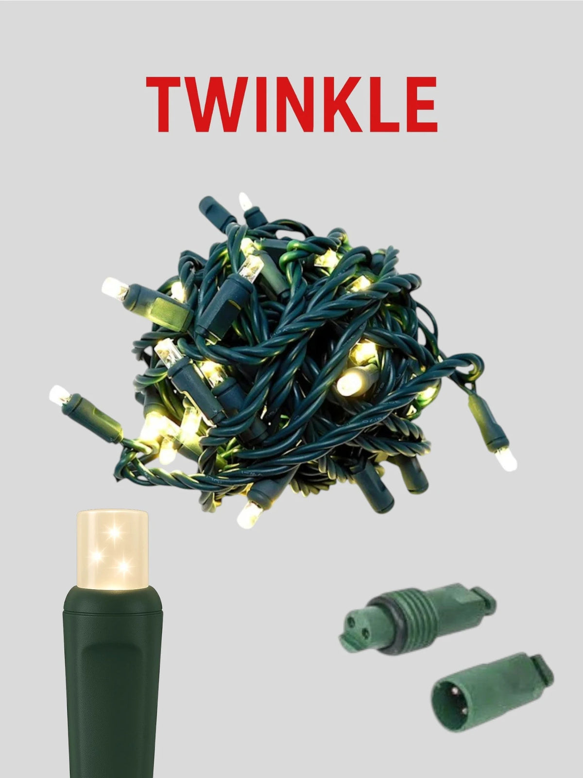 70L 4" Coaxial (Water Tight) Twinkle Mini Christmas Lights Lights - Warm White Twinkle (2800-3200k)
