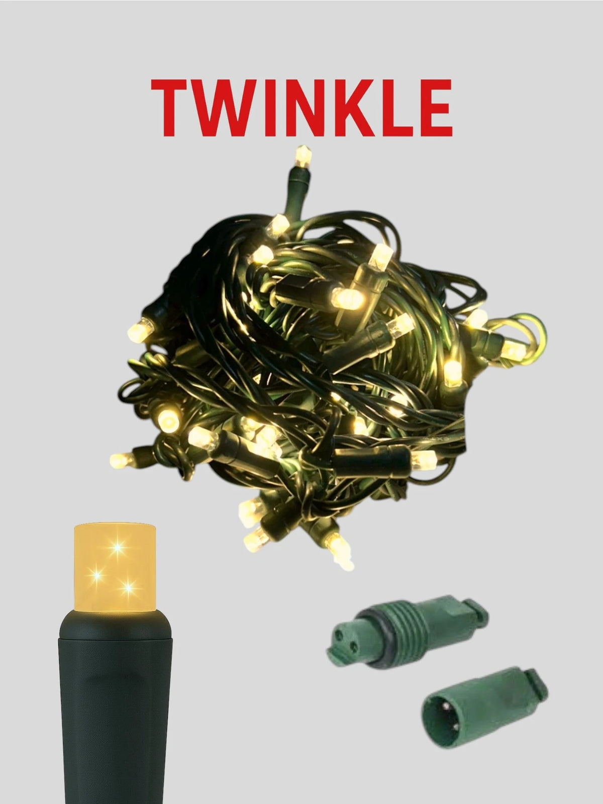 70L 4" Coaxial (Water Tight) Twinkle Mini Christmas Lights Lights - Sun Warm White Twinkle (2600-2800K)