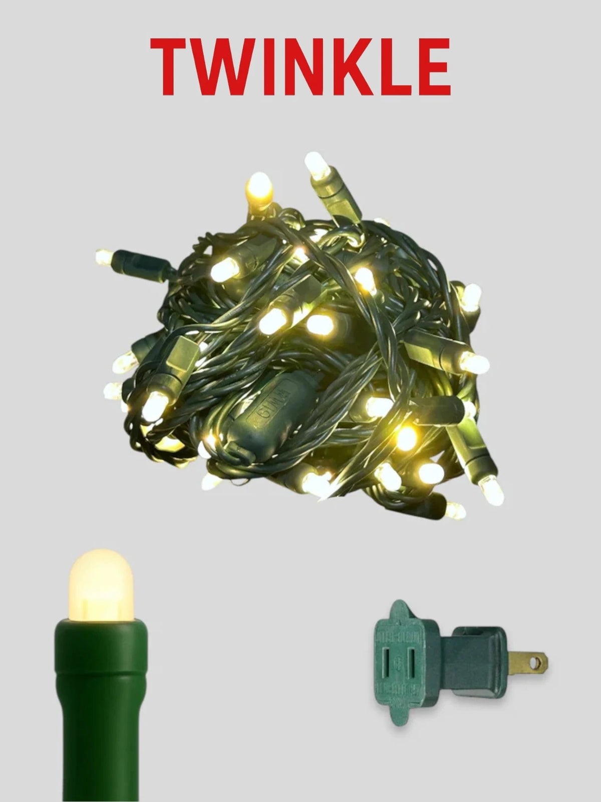 50L 6" Convex Twinkle Mini Christmas Lights Lights - Winter Warm White