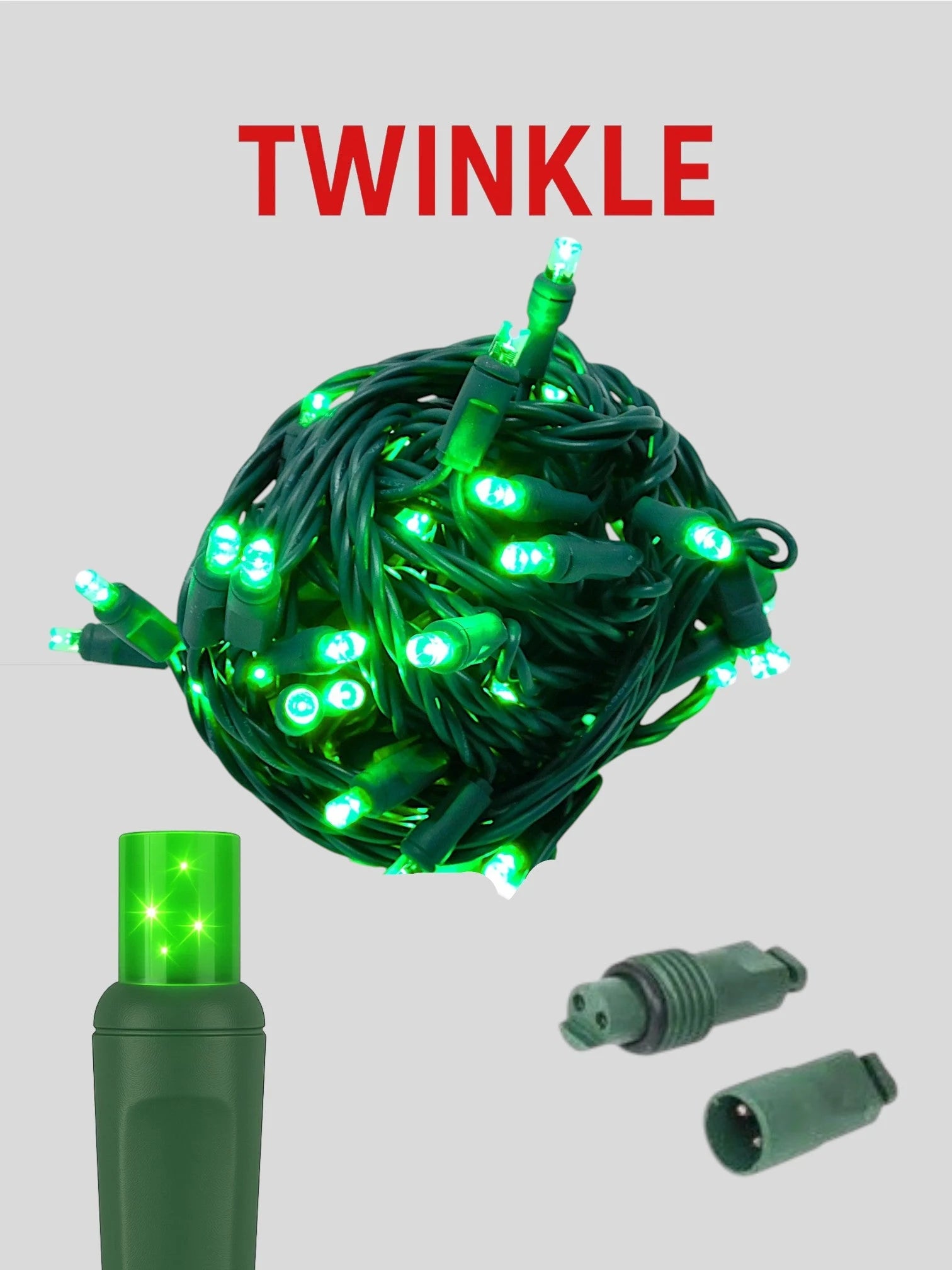 50L 6" Coaxial (Water Tight) Twinkle Mini Christmas Lights - Green Twinkle
