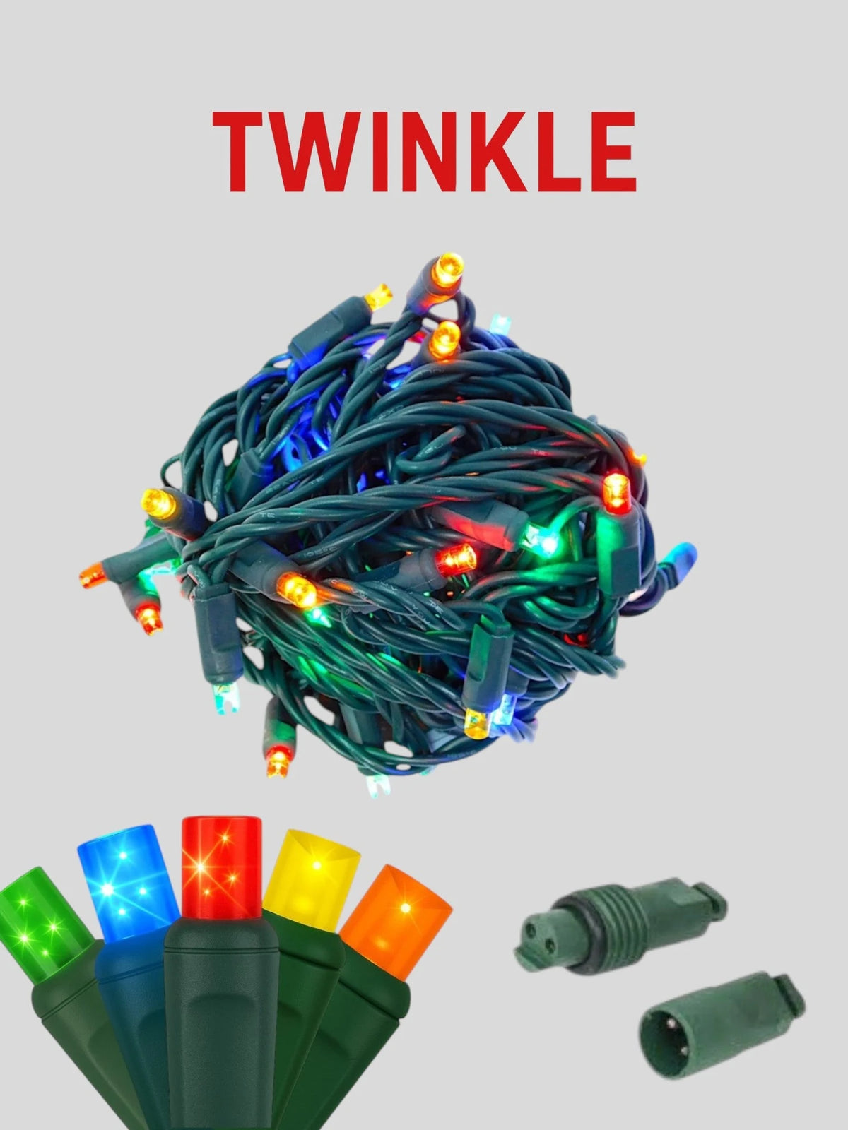70L 4" Coaxial (Water Tight) Twinkle Mini Christmas Lights Lights - Multi Color Twinkle