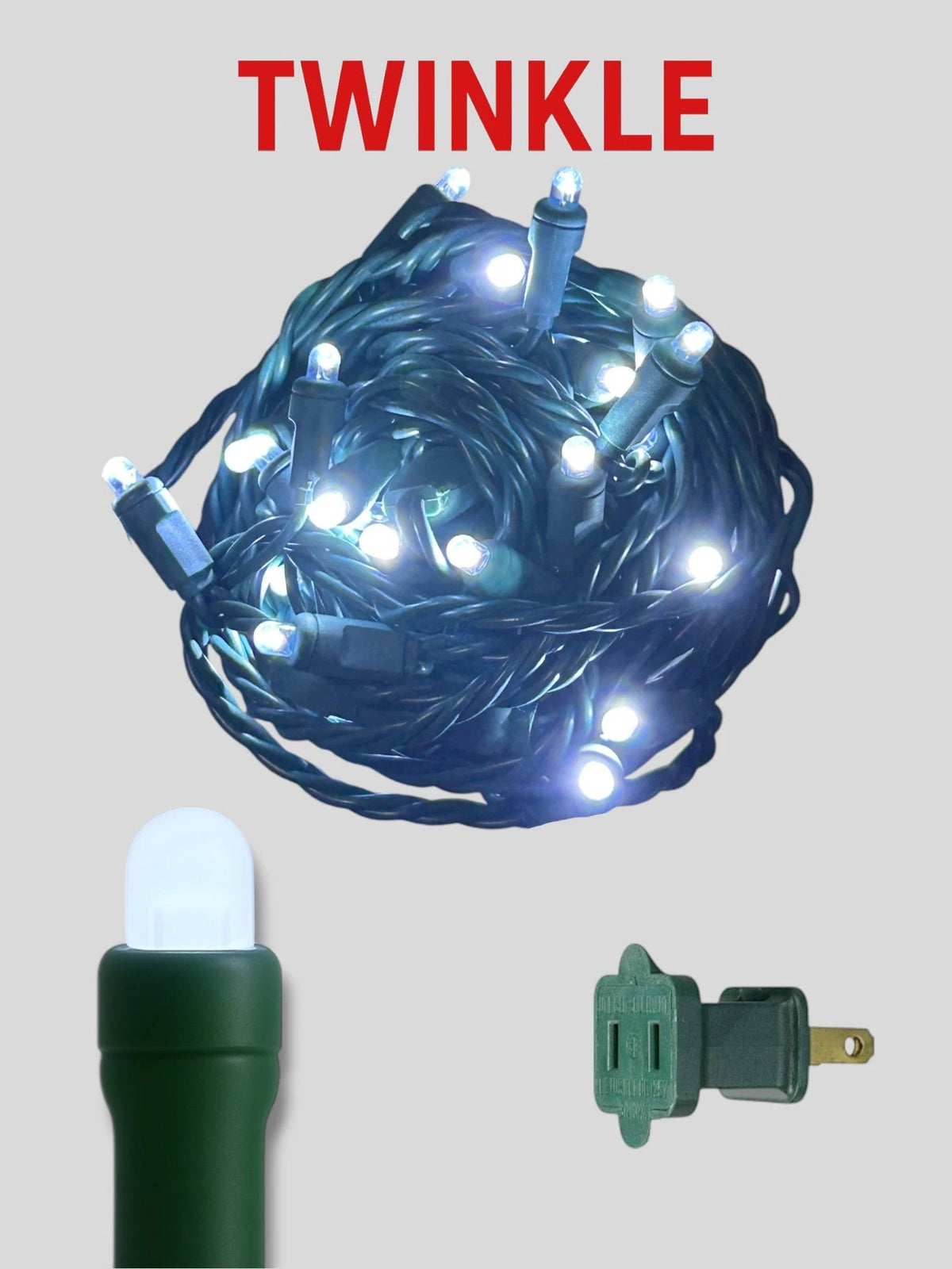 50L 6" Convex Twinkle Mini Christmas Lights Lights - Pure White Twinkle (5900-6900K)