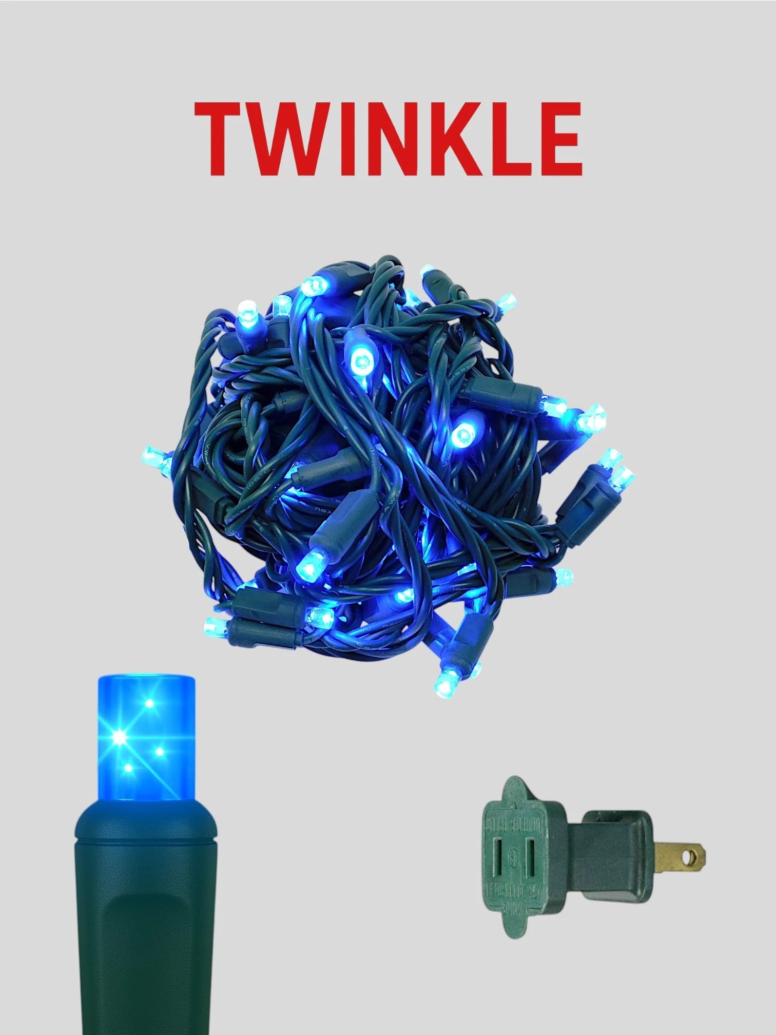 70L 4" Concave Twinkle Mini Christmas Lights Lights - Blue Twinkle