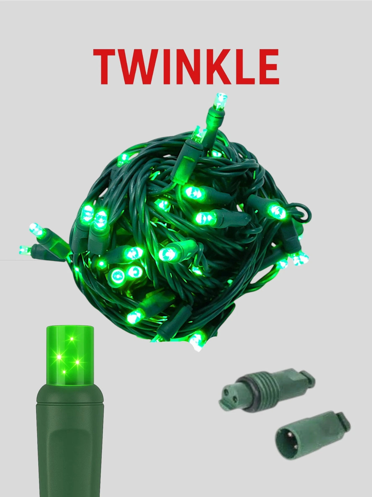 70L 4" Coaxial (Water Tight) Twinkle Mini Christmas Lights Lights - Green Twinkle