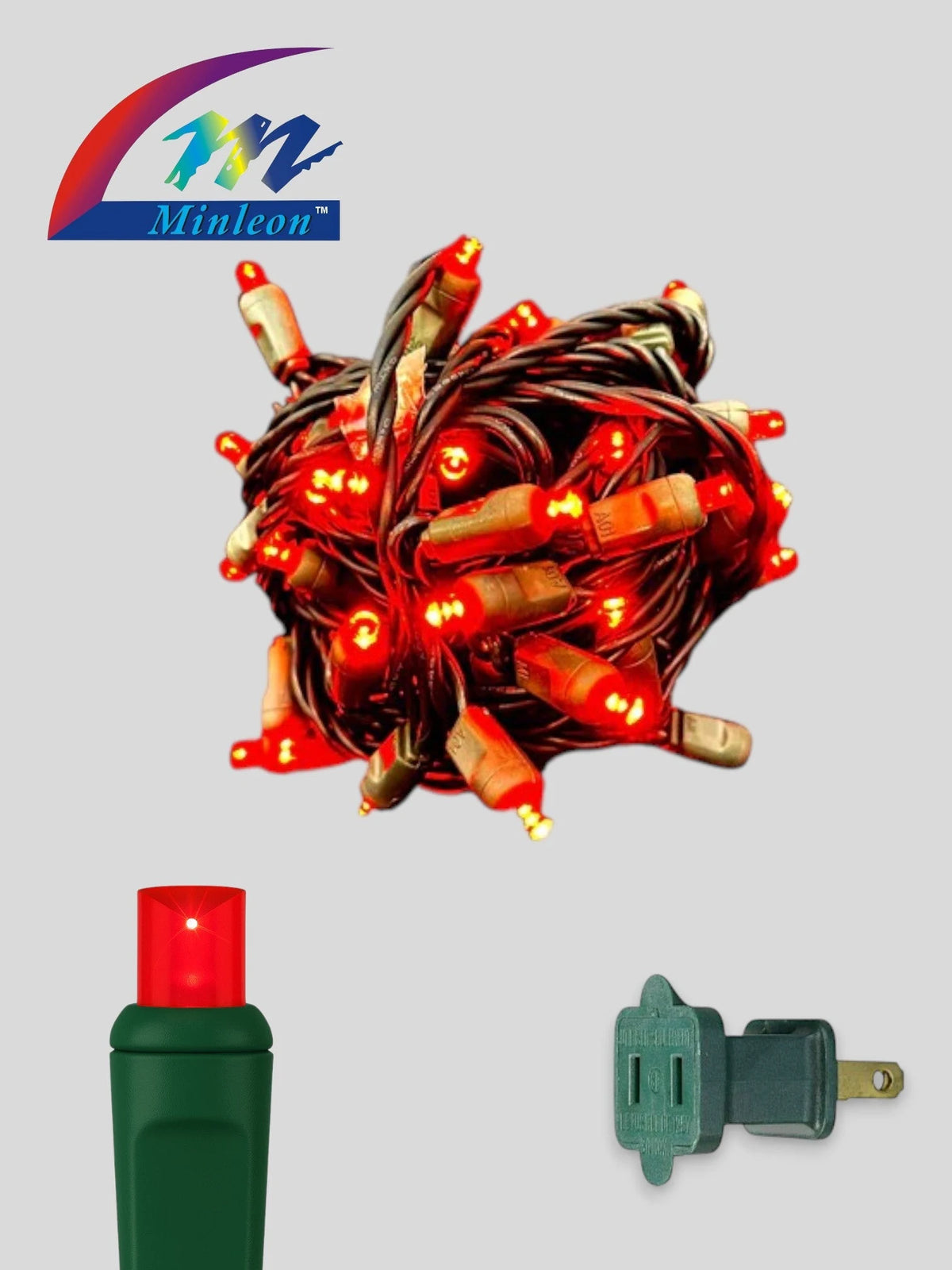 Minleon 50L 6" Spacing Concave LED Mini Lights(Ball) - Red