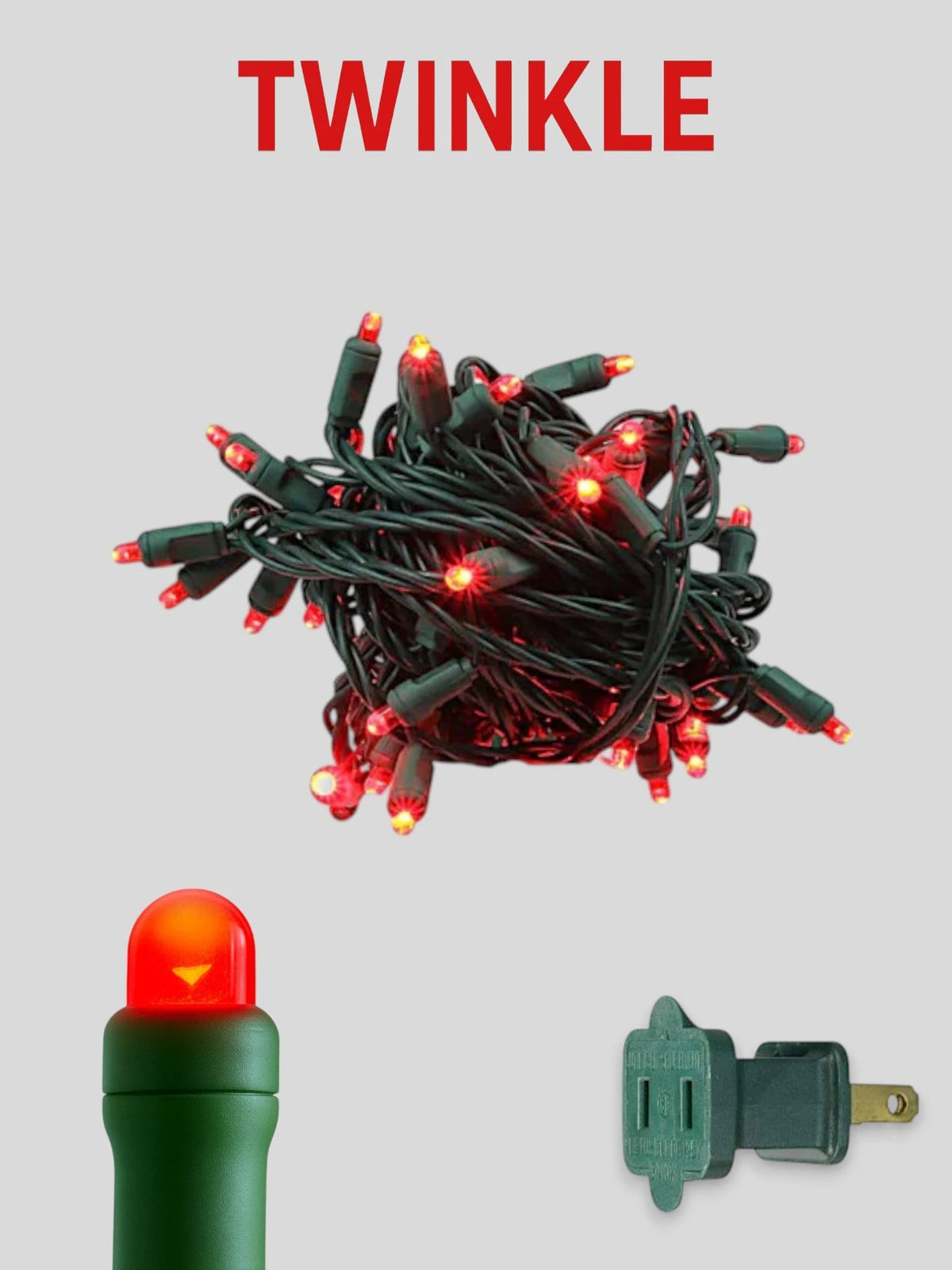 50L 6" Convex Twinkle Mini Christmas Lights Lights - Red Twinkle