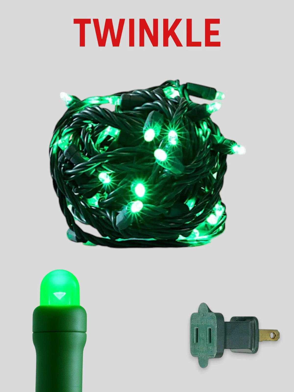 50L 6" Convex Twinkle Mini Christmas Lights Lights - Green Twinkle