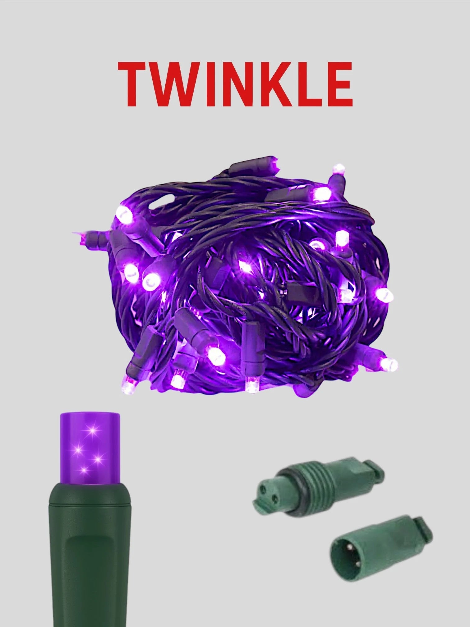 50L 6" Coaxial (Water Tight) Twinkle Mini Christmas Lights - Purple Twinkle