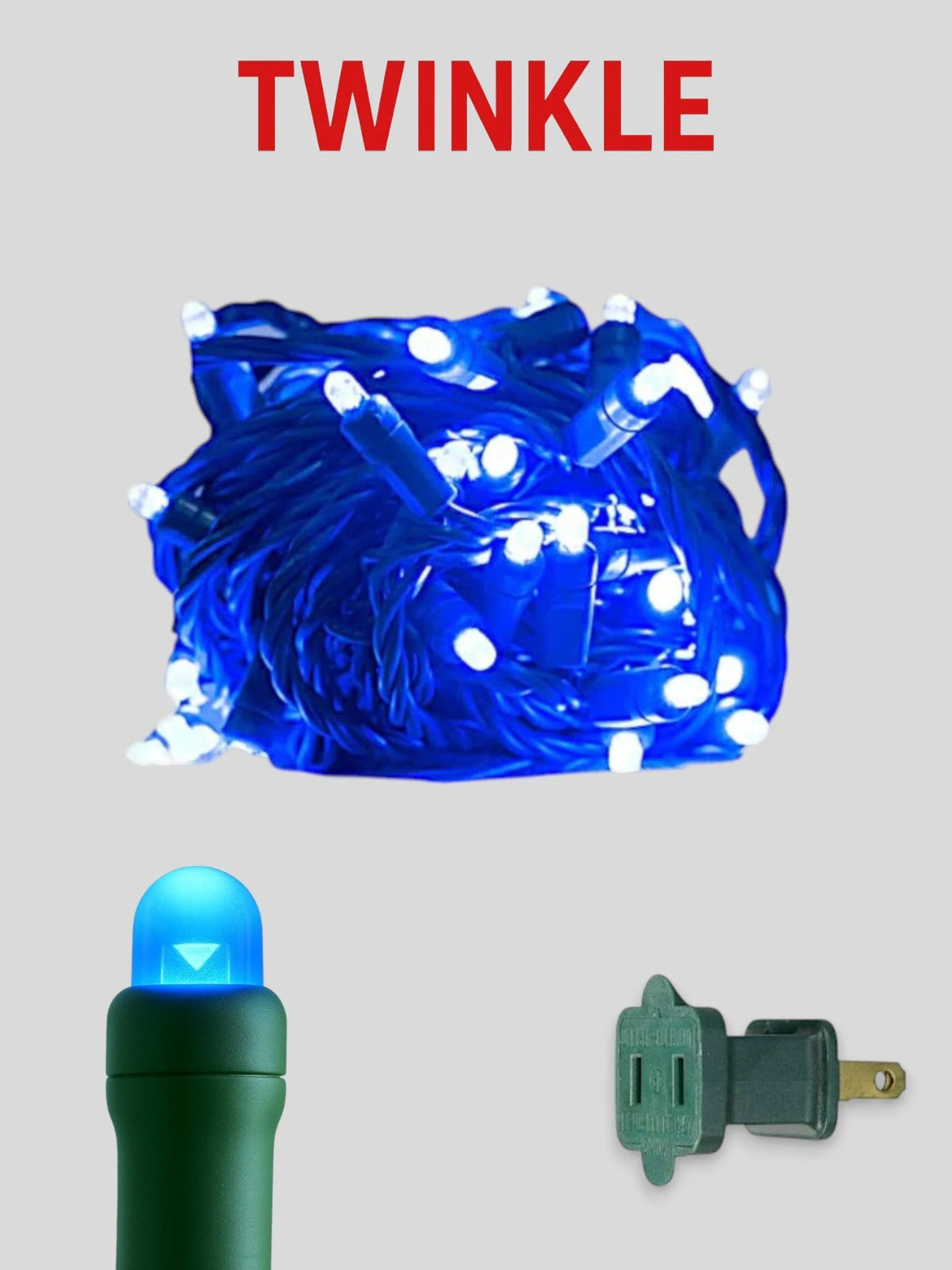 50L 6" Convex Twinkle Mini Christmas Lights Lights - Blue Twinkle