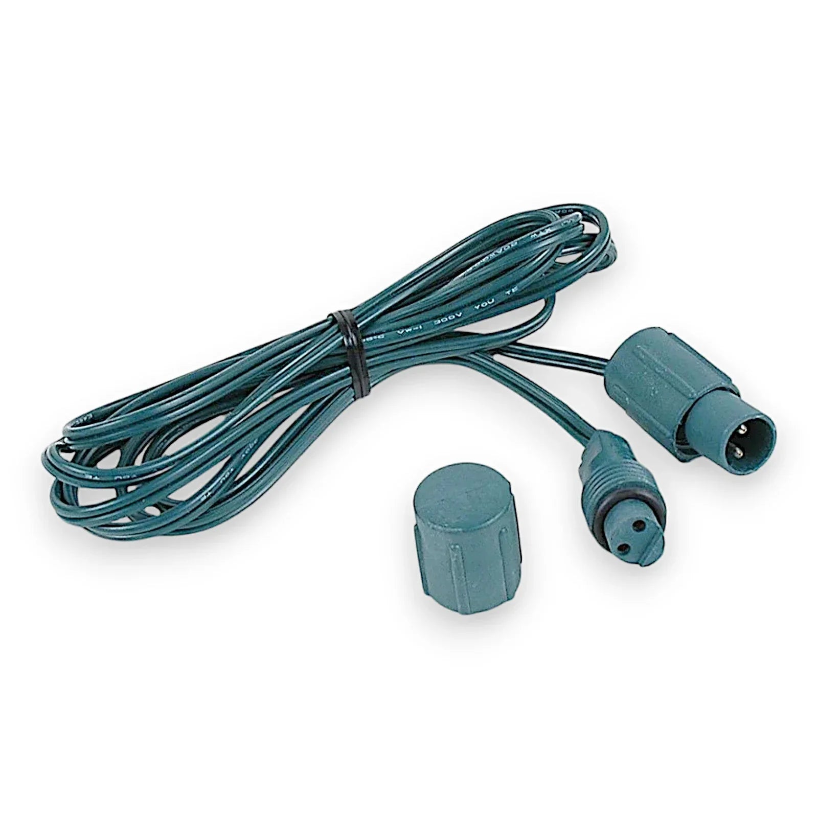 10-foot green coaxial extension cable with weather-tight alternate connector and protective cap.