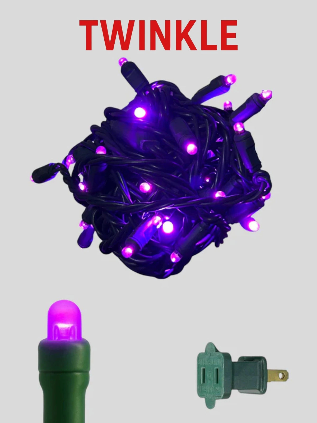 50L 6" Convex Twinkle Mini Christmas Lights Lights - Purple Twinkle