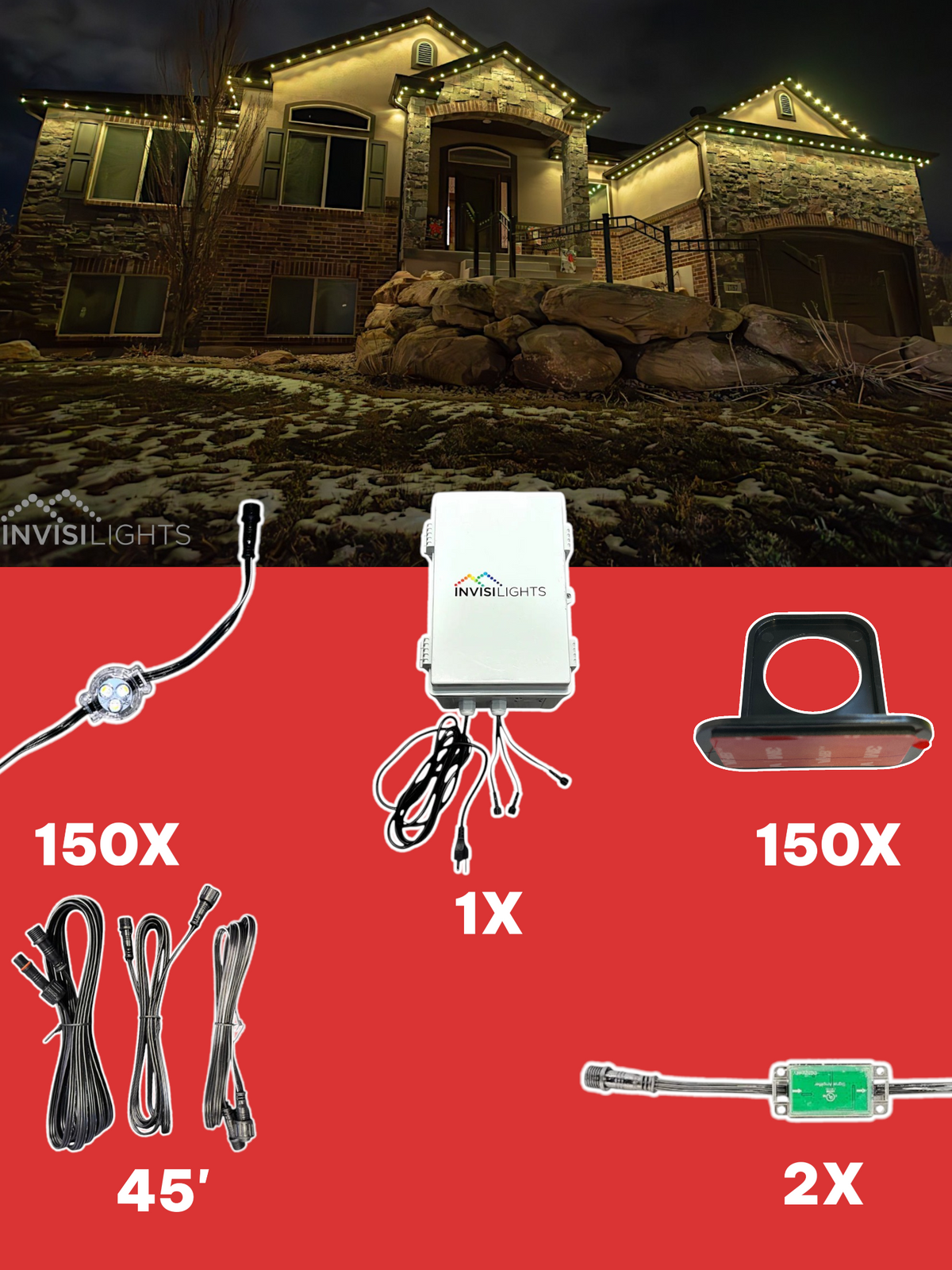 Invisi-Clips 150' Smart-Light Kit — Black / Commercial Clip