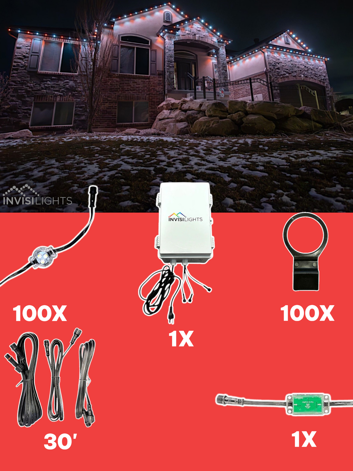 Invisi-Clips 100' Smart-Light Kit — Black / Eave Pro Clip