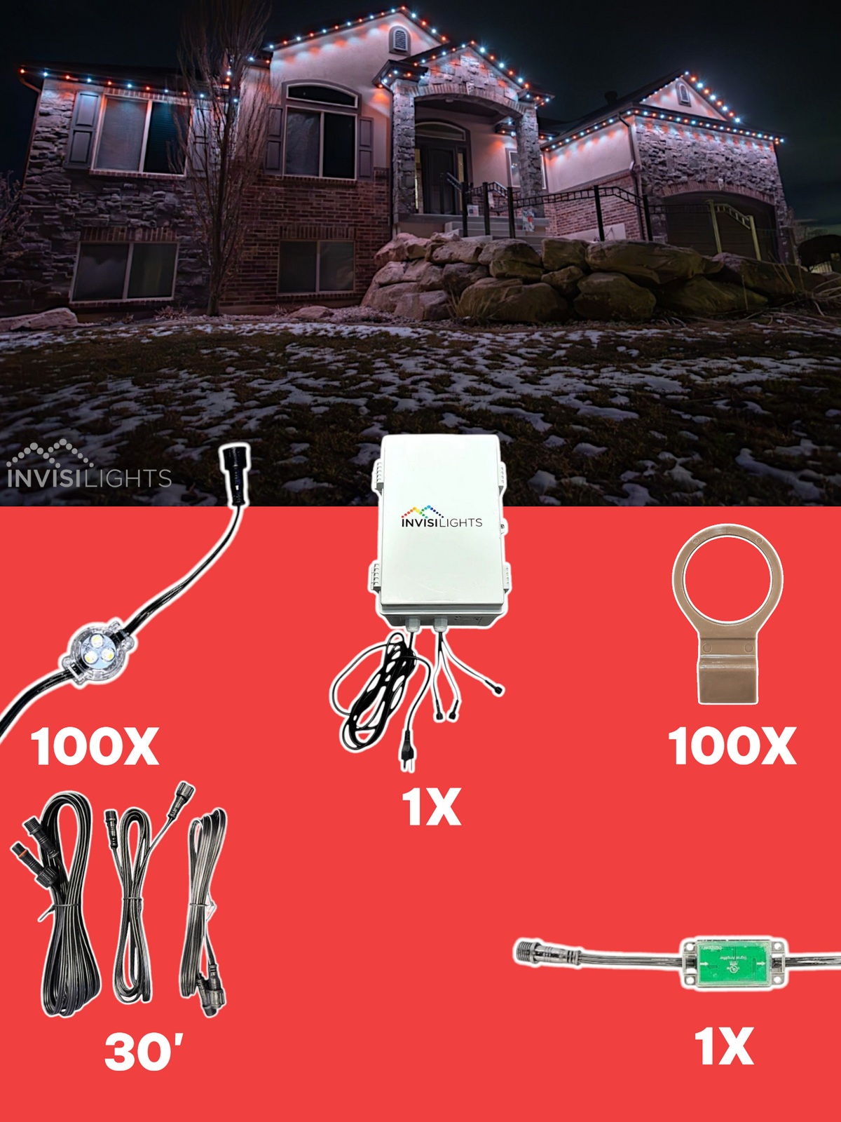 Invisi-Clips 100' Smart-Light Kit — Brown / Eave Pro Clip